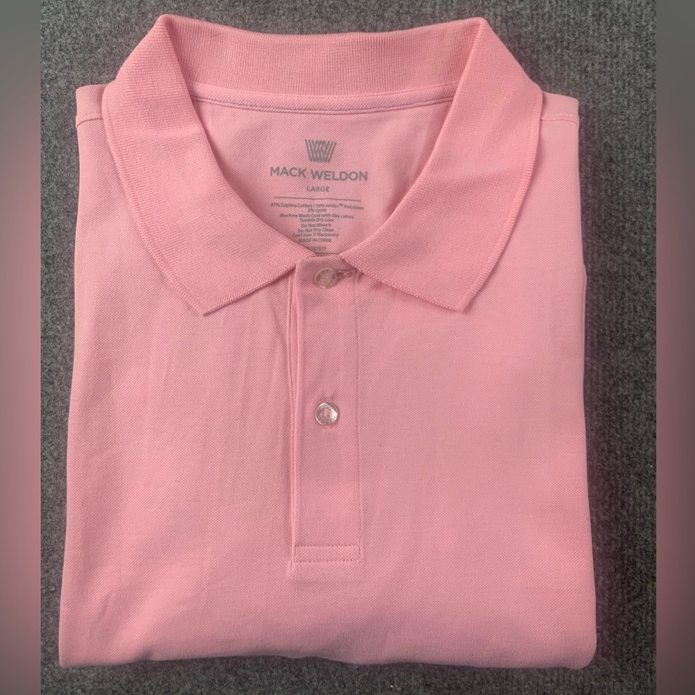 Mack Weldon Mens Supima Cotton Blend Short Sleeve Polo Shirt Size L Pink
